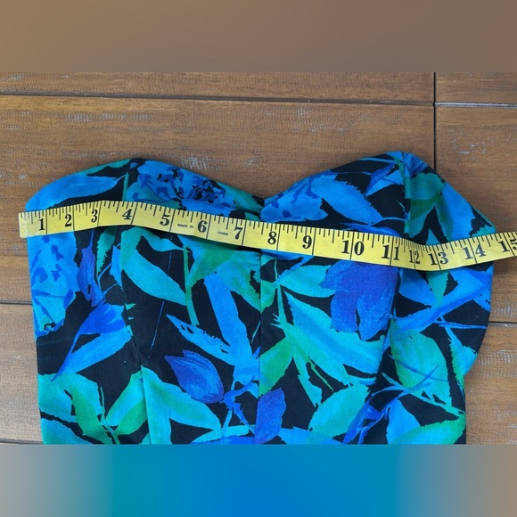 Vintage Byers Too 80’s Floral Strapless Dress Sweetheart Corset Tulip Side Tie - Picture 14 of 16